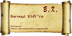 Baronyi Klára névjegykártya